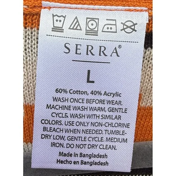 Serra Women Aztec Open Front Cardigan Sweater L Orange & Black Pockets Southwest - Picture 4 of 5